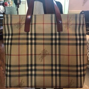 Authentic Burberry Top Handle Bag color Red